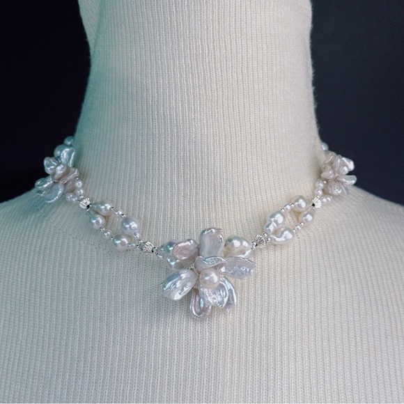 X528 Handmade Freshwater Baroque Pearl Choker Necklace - Picture 8 of 8